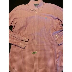 Ralph Lauren Red Gingham Checkered Long Sleeve Button Down Shirt